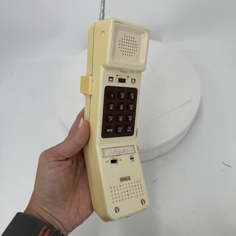 Vtg Kraco KP-6001-H Cordless Brick Phone Handset 1980s Retro Prop Antenna As-Is
